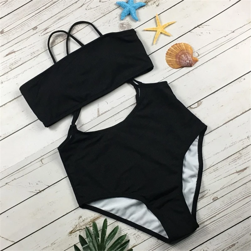 2019 сексуальный черный купальный костюм женские с высокой посадкой Высокая талия