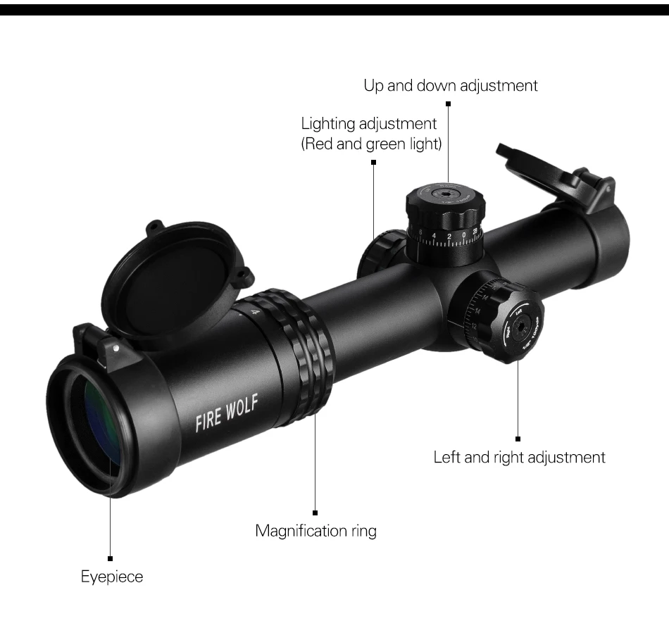 Серебряный 1-4X24 Riflescopes прицел Красная точка Охота ж/крепления для AR15 AK