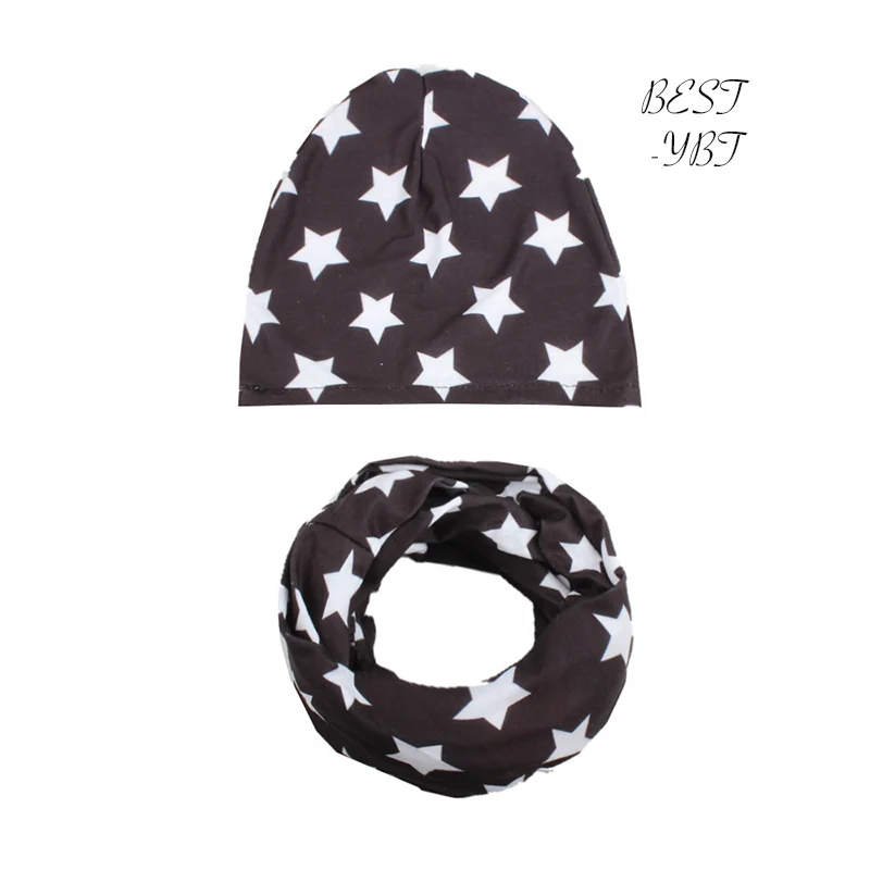 

Fashion European American Style Lovely Girl's Cotton Star Print Candy Color Hat and Scarf Set