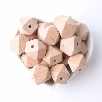 

10PC 16mm Unfinished Geometric Beads DIY Making Bracelet Necklace Food Grade Beech Maple Wood Beads Nurse Gifts Baby Teether