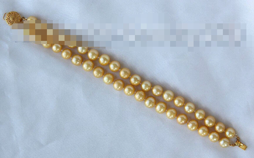 

0516 2rows round gold freshwater cultured pearl bracelet