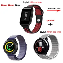 2 piezas Amazfit banda de reloj pulsera de 20mm 22mm para Xiaomi Huami Amazfit Bip Stratos 2 ritmo Correa de muñeca correa Samsung Gear S2 S3 S4