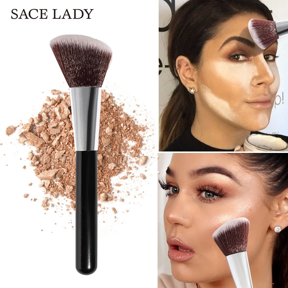 SACE LADY Профессиональная Кисть для макияжа, бронзовая пудра, кисть для контура лица, румяна, инструмент для макияжа, брендовая угловая косметика