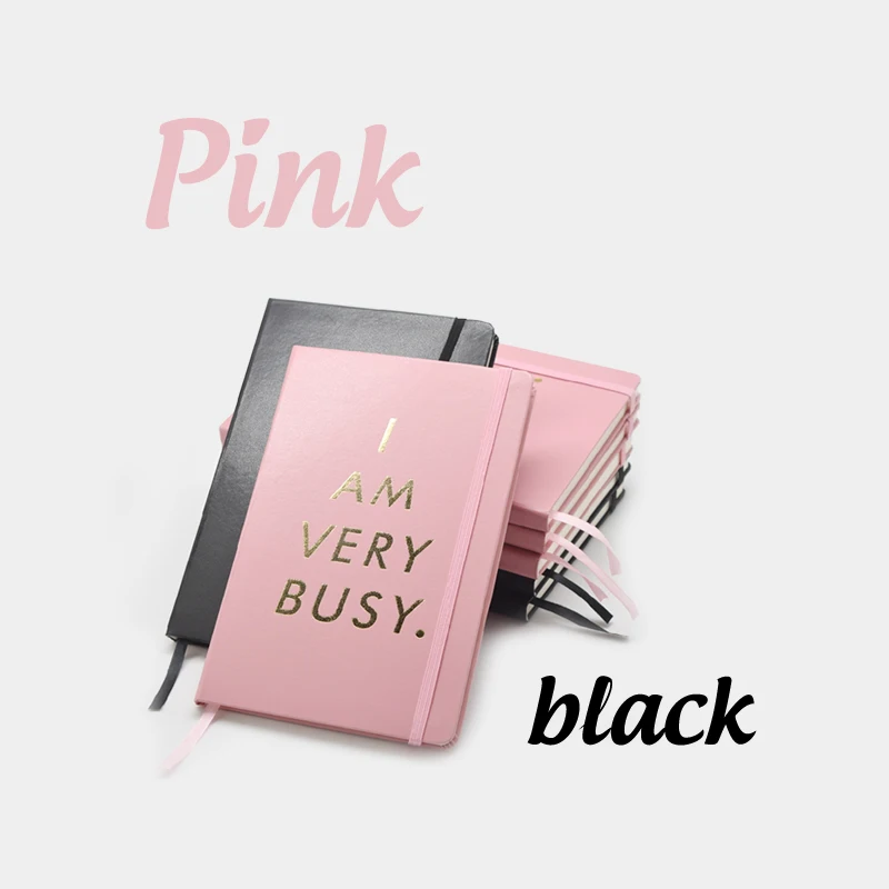 

Creative Lined/Grid Notebook Basic A5 Office Journal 80 Sheets Pink Black