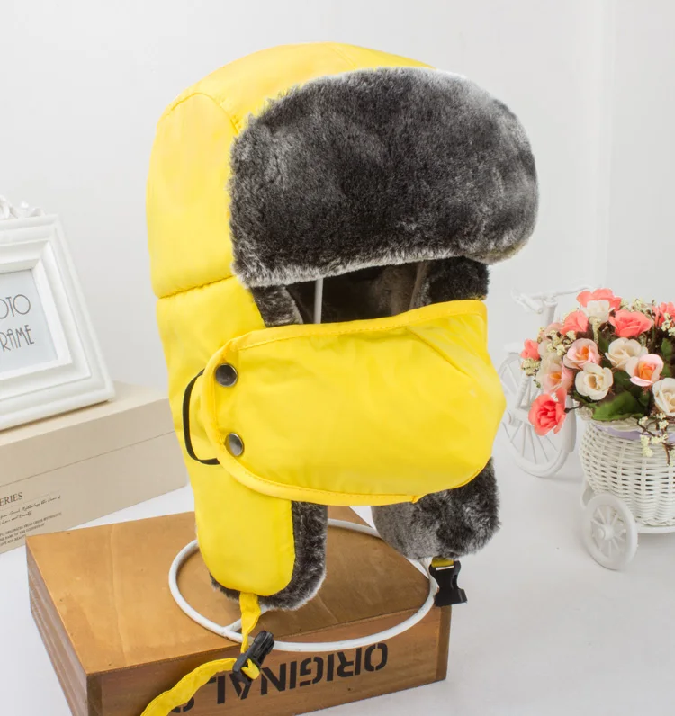 

Winter Warm Earflap Hats Caps Kids Men Women Windproof Thermal Hat Earflap Snow Ski Hat Cap with Fack Mask Outdoor Wear
