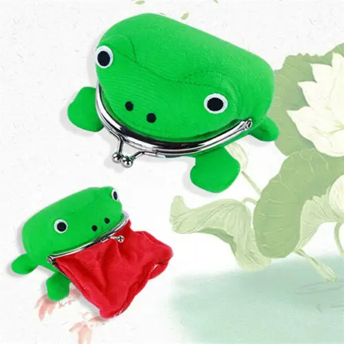 Форма лягушки Косплей зеленый животное сумка Портмоне кошелек мягкие пушистые, плюшевые Подарочные кошельки Умный кошелек Мини тонкая визитница