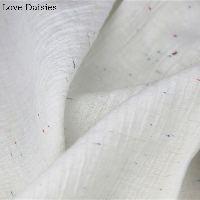 

Cotton/Polyester WHITE Color Yarn Dyed Artistic Retro Soft Fabrics for Kids DIY Handwork Summer Dress Shirt Blouse Scarfs Tissue