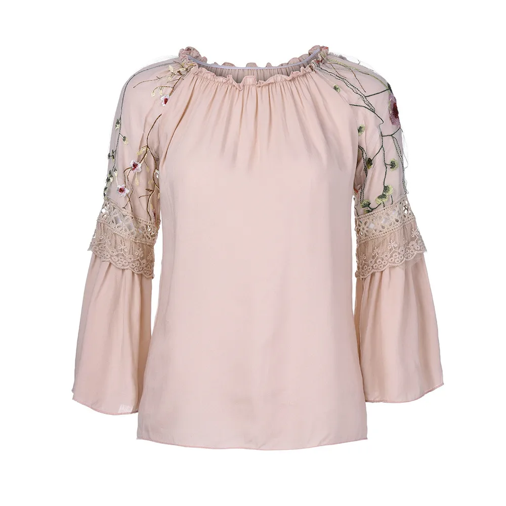 

Plus Size 5XL Womens Tops and Blouses Spring2018 Lace Patchwork Ladies Top Vintage Lantern Long Sleeve Blouse Woman Clothes