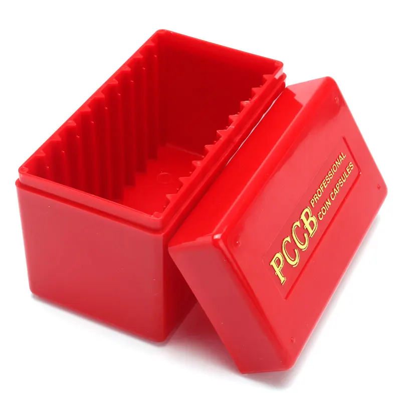 

Board Games Red Coin Storage Case Box Organizer for 10 Certified Graded Slab Coin Holder plastic Capsules Coin Box Display Cases