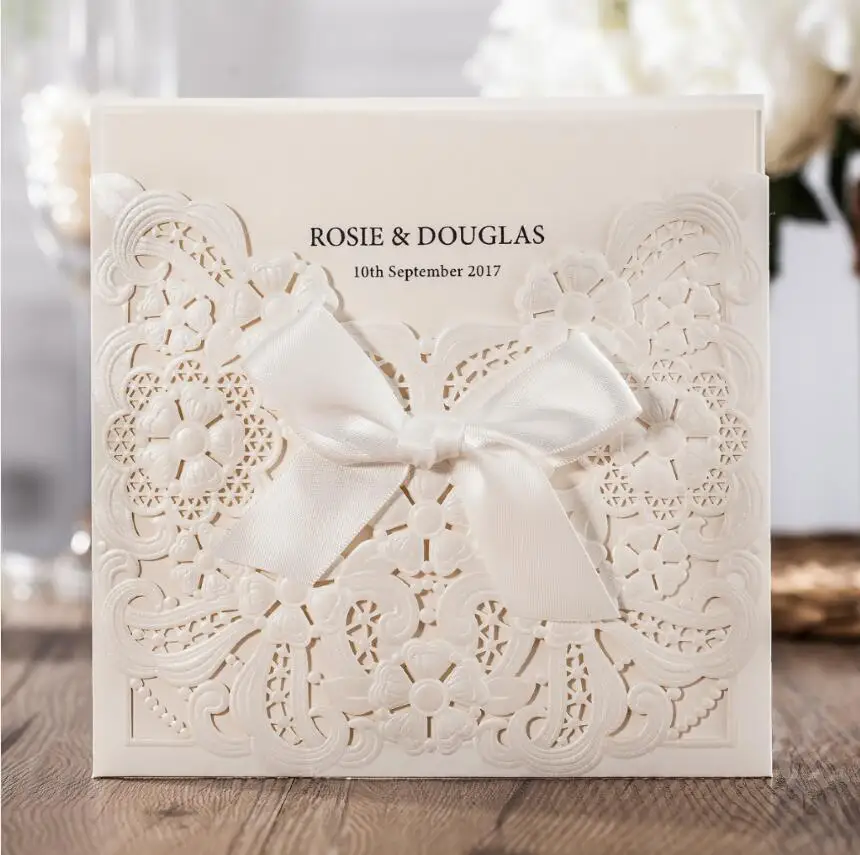  1pcs Laser Cut Wedding Invitation Cards with Envelopes RSVP and Thank You Cards for Bridal Shower E - 32994384004