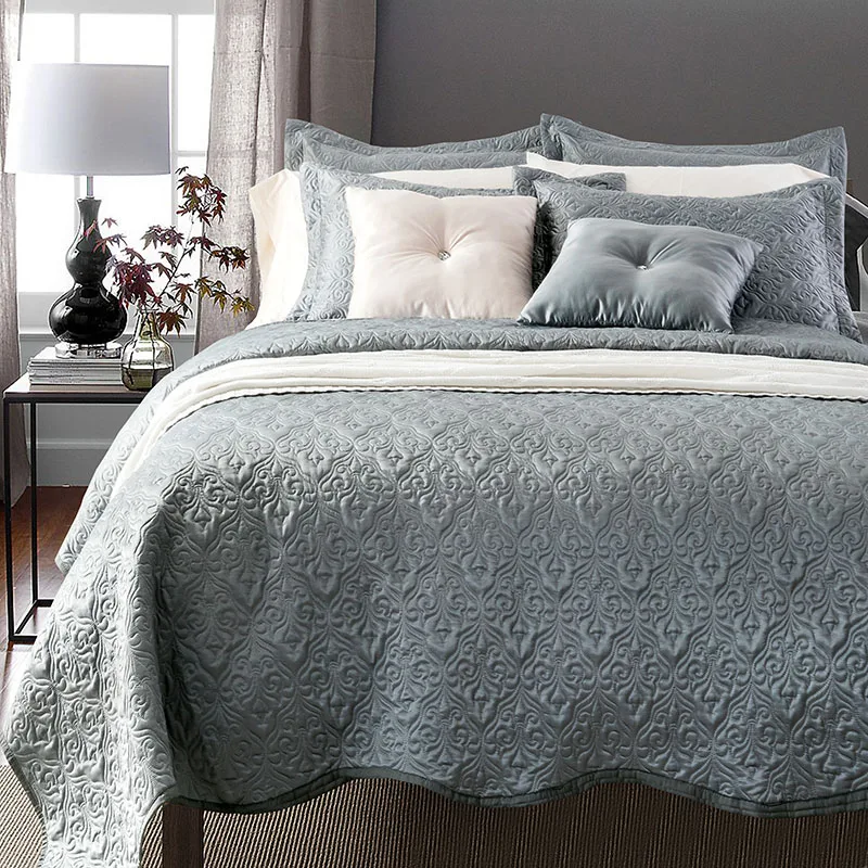 High grade luxury 3pcs Gray Silver Gold White Color Quilted Cotton