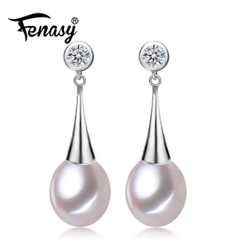 

FENASY Pearl earrings Pearl Jewelry earrings for women Casual Style, white pink Pearl classic Bohemian long earrings female