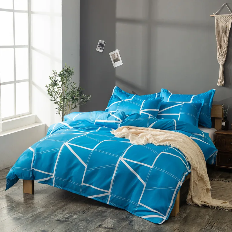 Sisher Комплект постельного белья для взрослых, синий, красный, геометрический пододеяльник, комплекты постельного белья, размер один, двойной, queen King Parure De Lit