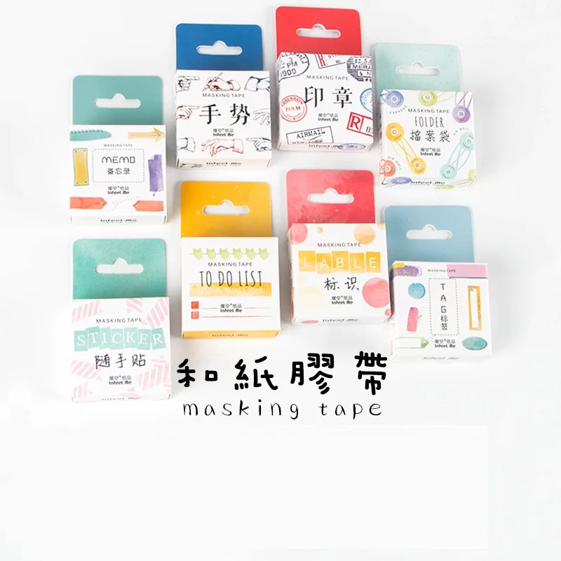 

8 pcs/Lot Tag instrument stickers 15mm*7m Paper masking tapes To do list Folder Tag scrapbooking Stationery FJ179