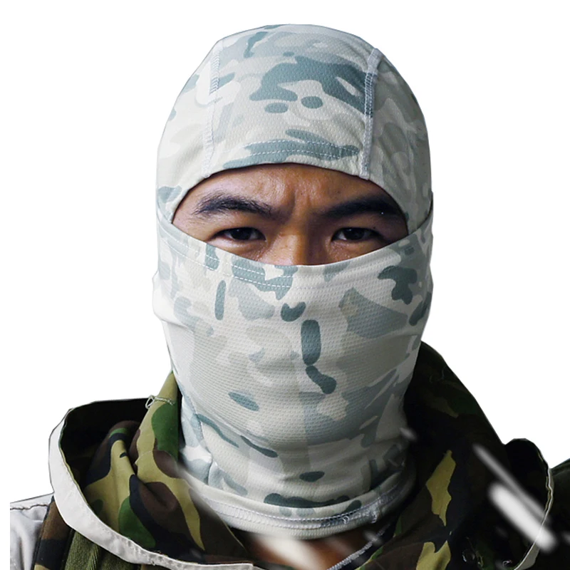 Snow Страйкбол Пейнтбол Wargame Bionic Балаклава камуфляжная маска на все лицо Быстрый капюшон для сушки кемпинга CS полевой охотничий колпак - Цвет: Snow