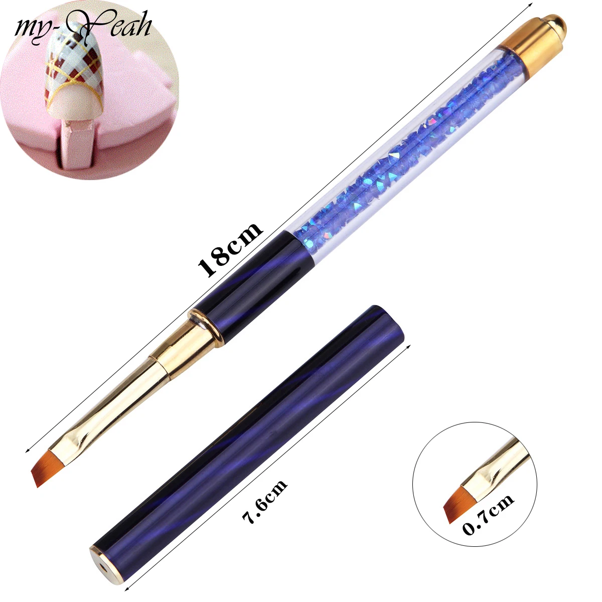 my-Yeah Nail Art Multipurpose Cat Eye Rhinestone Paint Brush Kit Acrylic Gel Polish Extension 3D Liner Flower DIY Gradient Pens