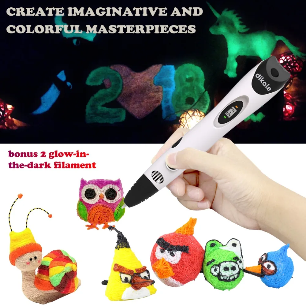 Dikale 3D Pen lapiz 3d para dibujar 3D Drawing Printing Printer Pen Stencils eBook Refills PLA Filament for Kids Adult Art Gift