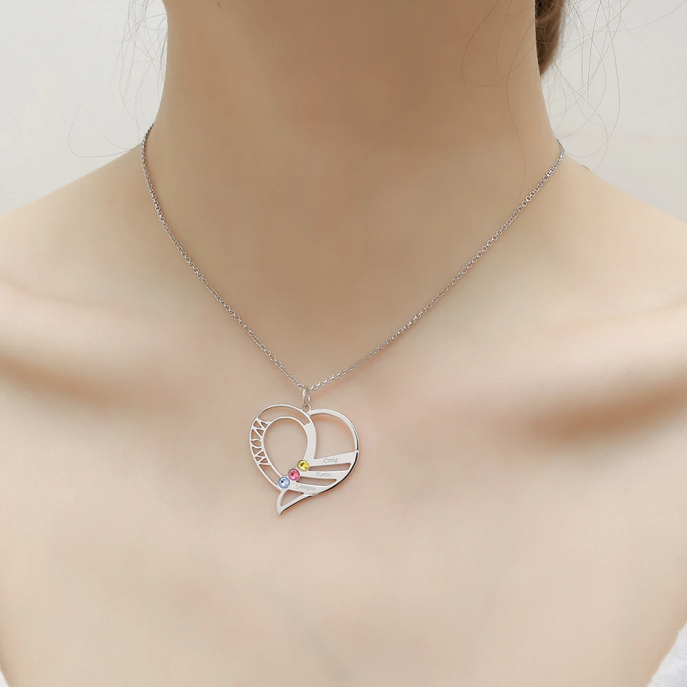 L11 Engraved Custom Names Necklace Personalized Necklace Women 925 Silver Customized Necklace Birthstone Jewelry Family Gift  (1)