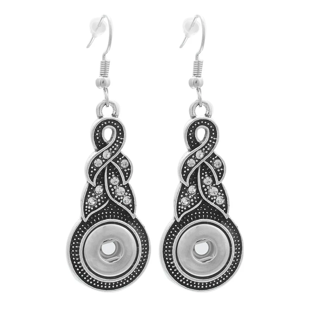 

New 12mm Snap Jewelry Vintage Snap Drop Earrings Fashion Mini Snap Button Earrings for Women Hook Earrings