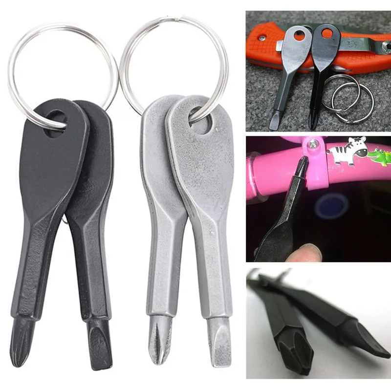 

Portable Phillips Slotted Screwdriver Key Ring keyring Multi Mini Pocket Repair Tool Gadget Camp Hike Outdoor