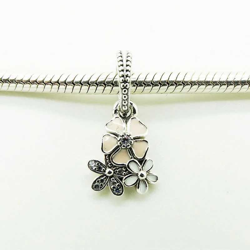 

Sterling Silver Beads Poetic Bloom with Mixed Enamel and Clear CZ Charms Fit Europe Bracelets For Woman DIY 2016 Spring Jewelry