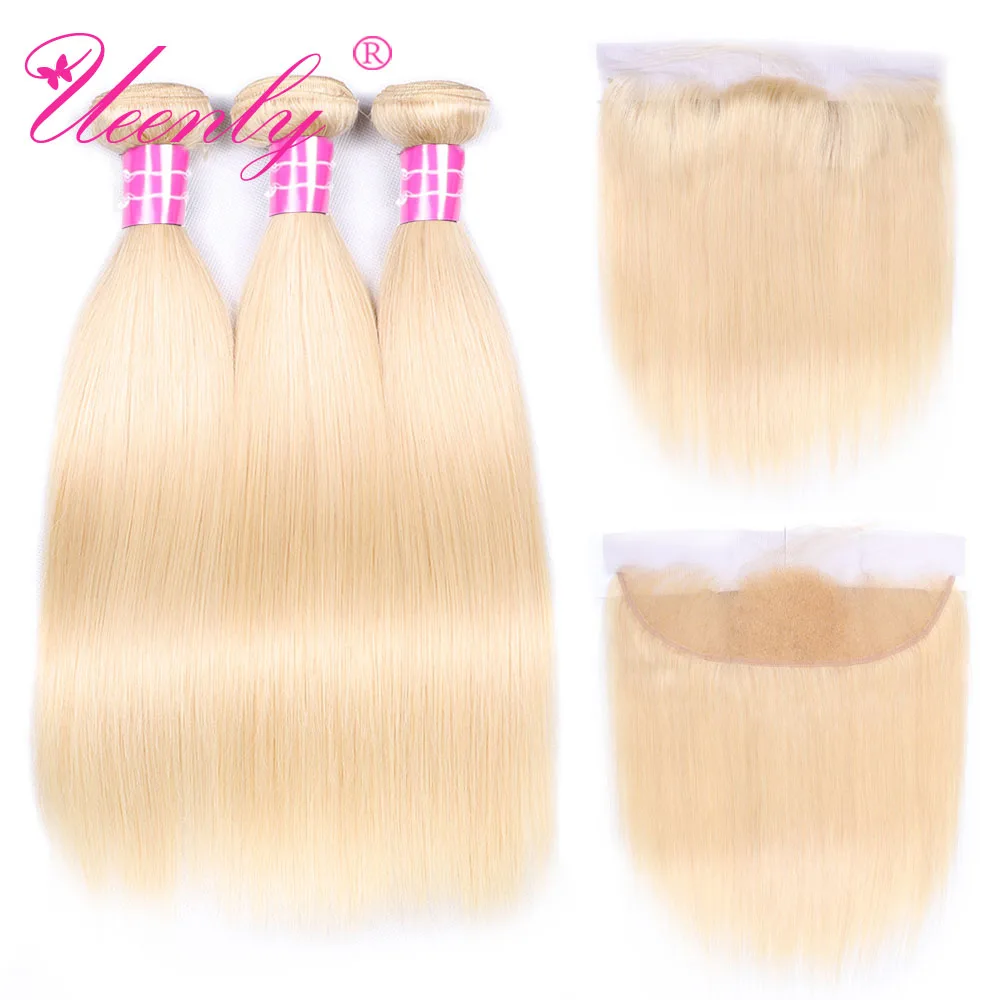 

Russian 613 Color Weave Bundles with Frontal Remy Hair Malaysian Straight 3 Bundles with 4x13 Closure Pre-Colored Human Hair