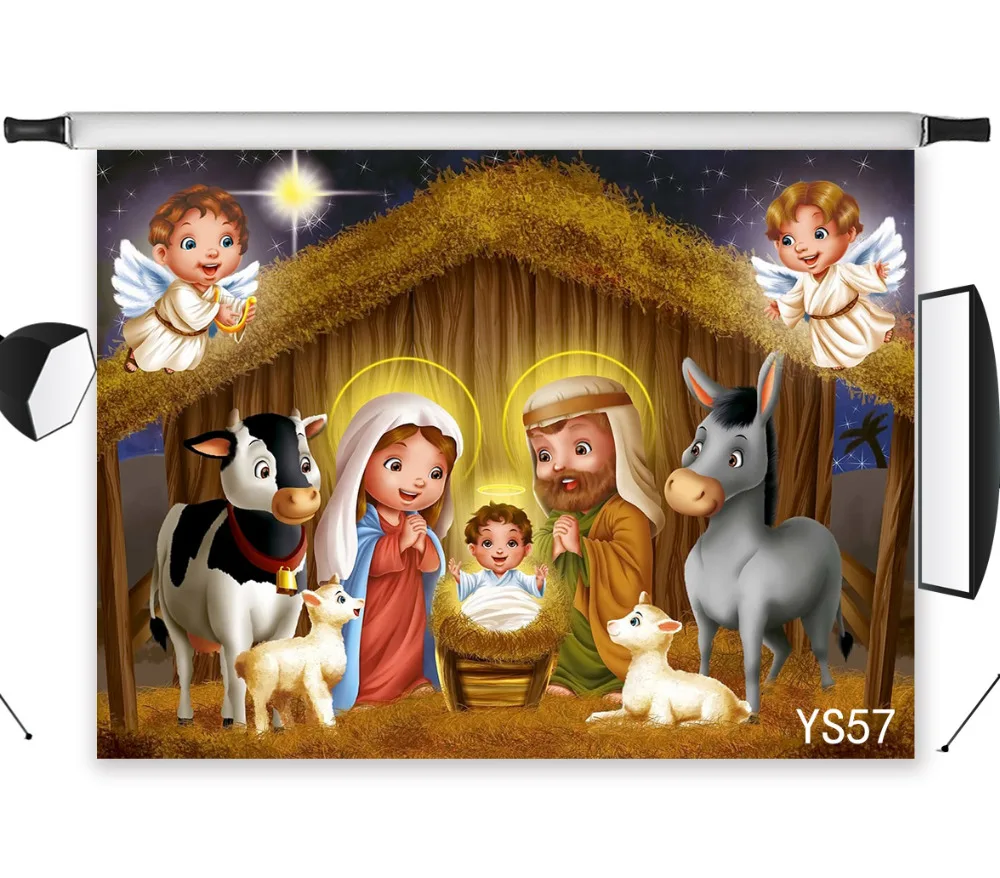 

LB 9X6FT Christmas Nativity Scene Vinyl Photography Backdrops Jesus in the Manger Studio Photo Background Props Holiday Decor