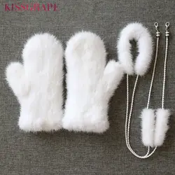Роскошные качественные 2017 брендовые зимние женские перчатки из натурального меха норки перчатки женские милые Варежки женские теплые