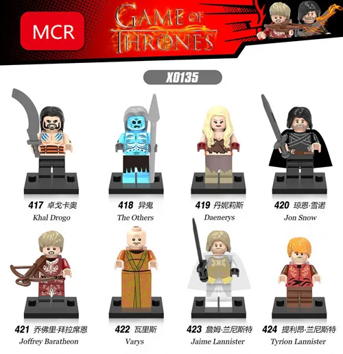 

8PCS/LOT Game of Thrones Movie Building blocks little figure doll for children Mini legoing birthday gift Minions Aciton figure