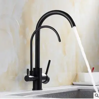 

Black hot and cold kitchen three-in-one water purifier faucet