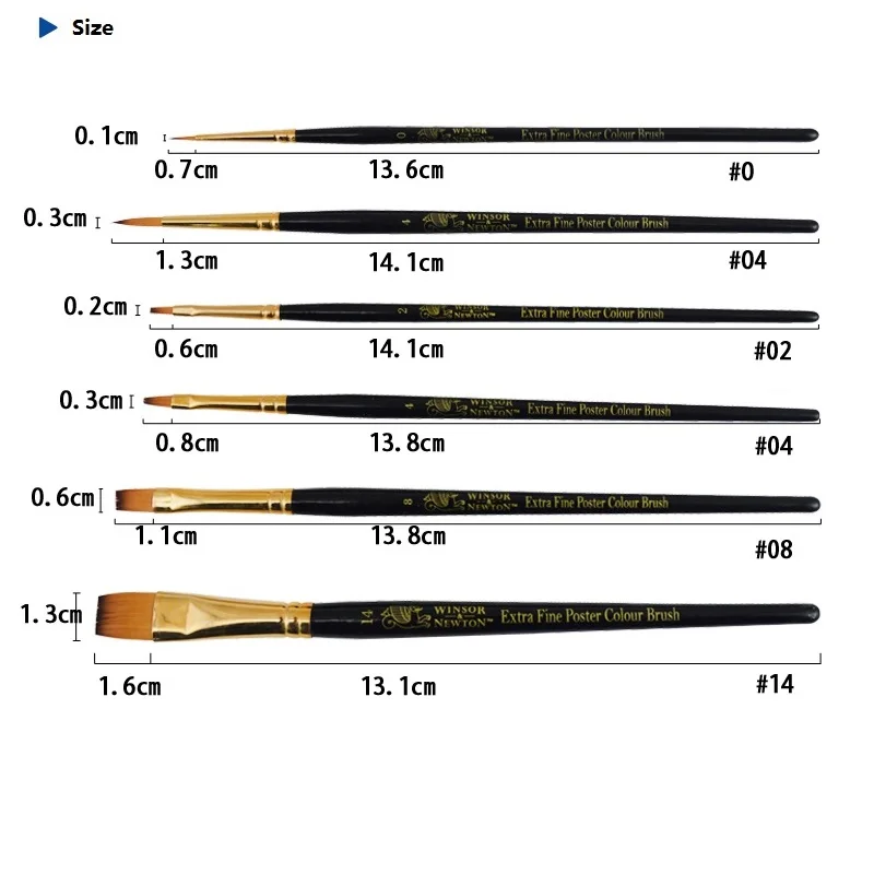 WINSOR& NEWTON нейлоновые Краски кисти акварель гуашь акриловая Краски кисти товары для рисования 4 шт./компл. или 6 шт./компл
