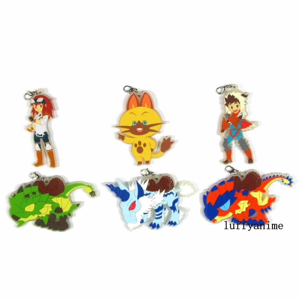 

Monster Hunter Stories Ride On Rubber pendant Japanese anime cartoon PVC Toy Figures Mobile Phone Accessories strap Keychain