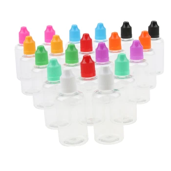 

50mL Plastic Dropper Thin Tip Bottles (20 Pack, Multi Color Caps)
