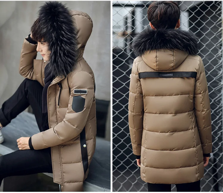 Брендовая новая зимняя куртка-пуховик для мужчин, утепленные Длинные парки, Повседневная Верхняя одежда с капюшоном, куртки с натуральным