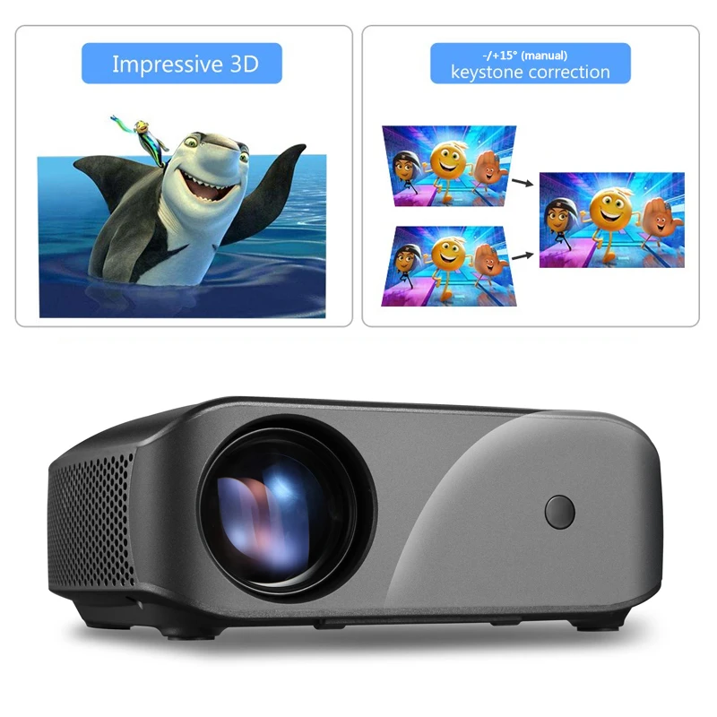جهاز عرض صغير F10 ، 1280x720 p ، 2800 لومينز ، 3D HD فيديو متعاطي المخدرات ، جهاز عرض (بروجكتور) ليد للمنزل السينما. دعم 1080 p ، HD-IN