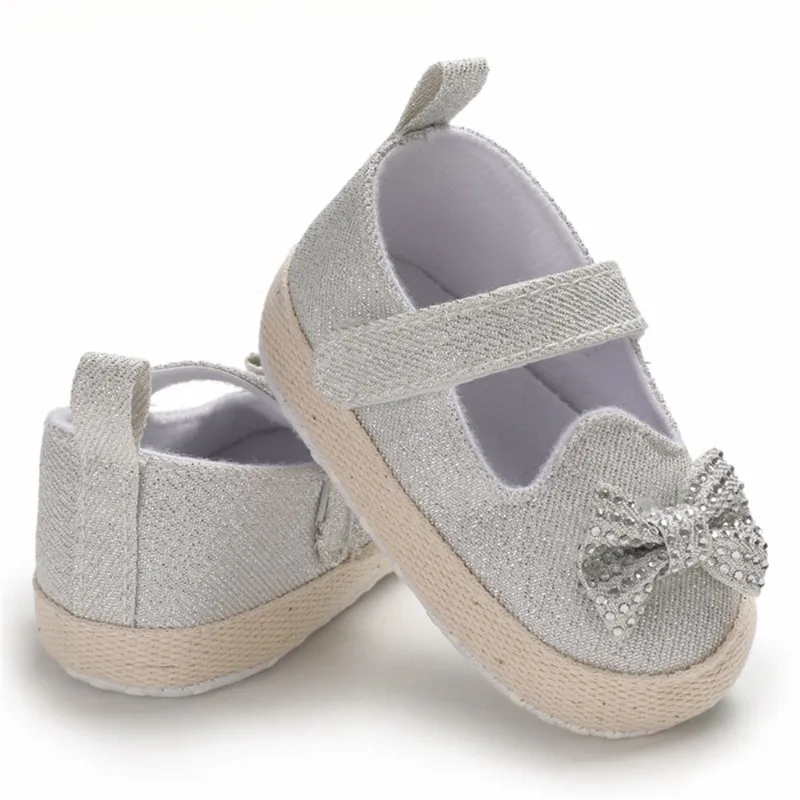 0-18 м Младенческая Девочка Малыш бант Bling принцесса детская повседневная обувь мокасины на мягкой подошве для младенцев летняя Хрустальная обувь