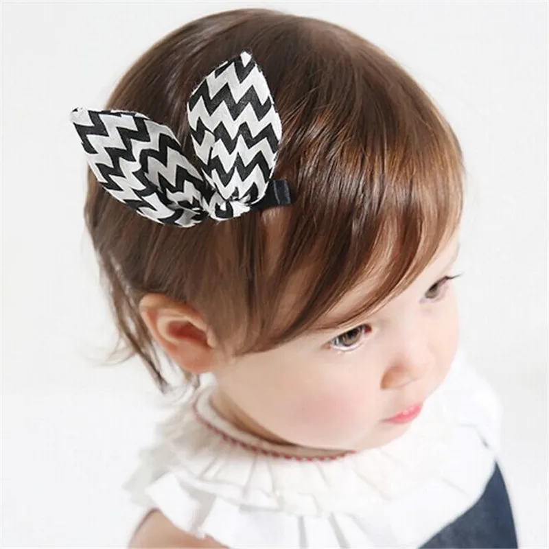 5 шт./лот черно белая заколка для волос с волнистым принтом в виде кроличьих ушей