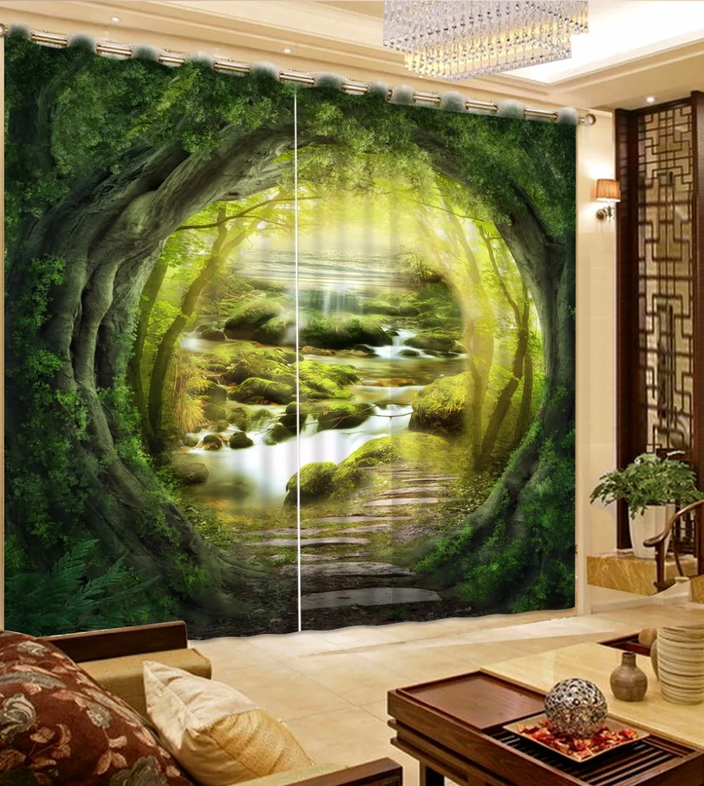 3D Extend the space Window Curtain fantasy cave Curtains For Bedroom