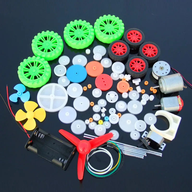 

90pcs Mixed Plastic Gear 130 Motor Gearbox DIY Toy Car Craft Robot Model Four-wheel Driver Scientific Experiment Child Gift