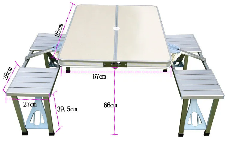 Портативный открытый раскладной стол со стульями Алюминиевый Чемодан костюм