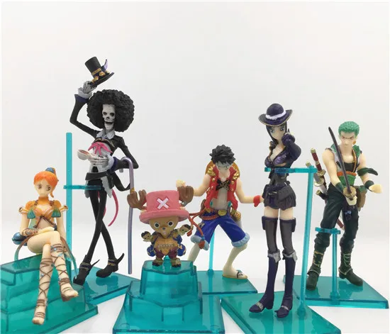

6pcs/set Anime One Piece Character Luffy Zoro Nami Chopper Robin Brook Action Figure Model Toys