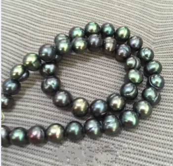 

baroque 18" 9-10 MM AAA SOUTH SEA Black green PEARL NECKLACE