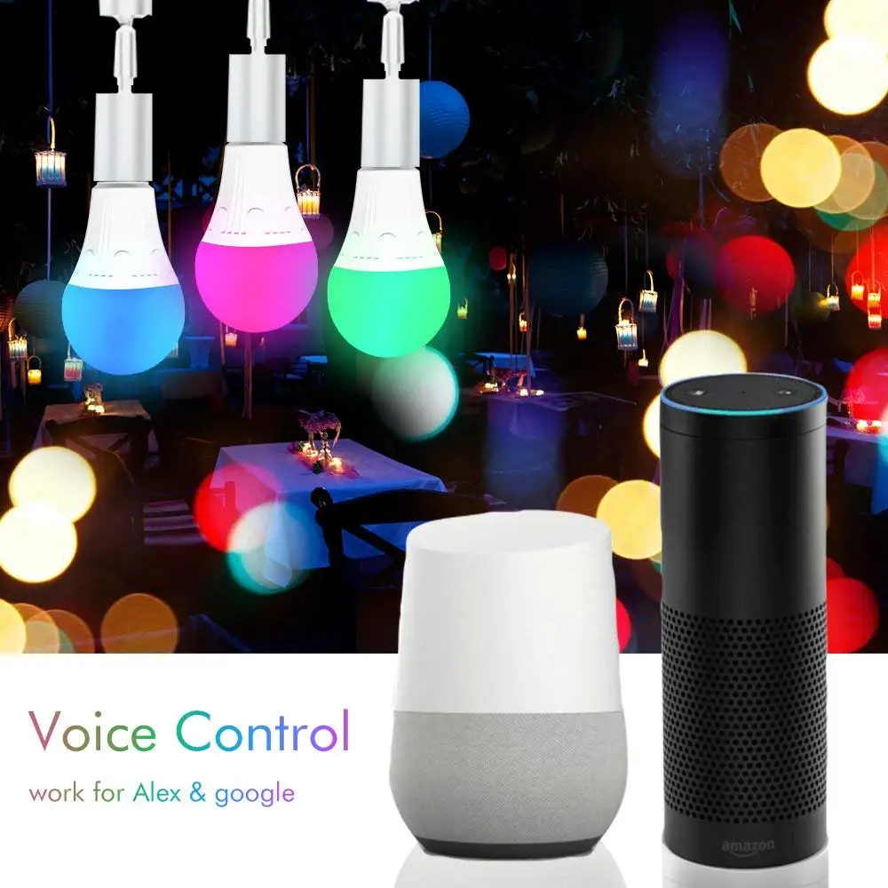 Светодиодная смарт-лампочка, 7 Вт RGB светодиодный Диммируемый Wifi лампочка, Bluetooth 4,0 сетка работает с Google и Amazon дистанционное управление IOS и Android