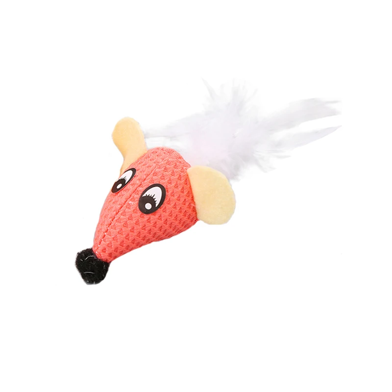 Новая игрушка животное плюшевая жевательная игрушка с кошачья мята Кот чистые зубы тренировочный инструмент для домашних животных кошка цветная мышь голова с перьями Забавный