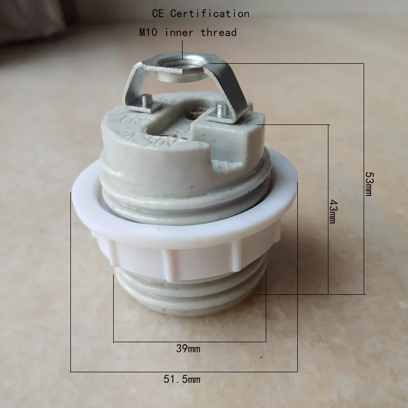 E27 KR/Сертификация CE полная резьба керамическая розетка держатель лампы с m10 кронштейн резистентностью к высокой температуре закручивающаяся крышка - Цвет: CE approval