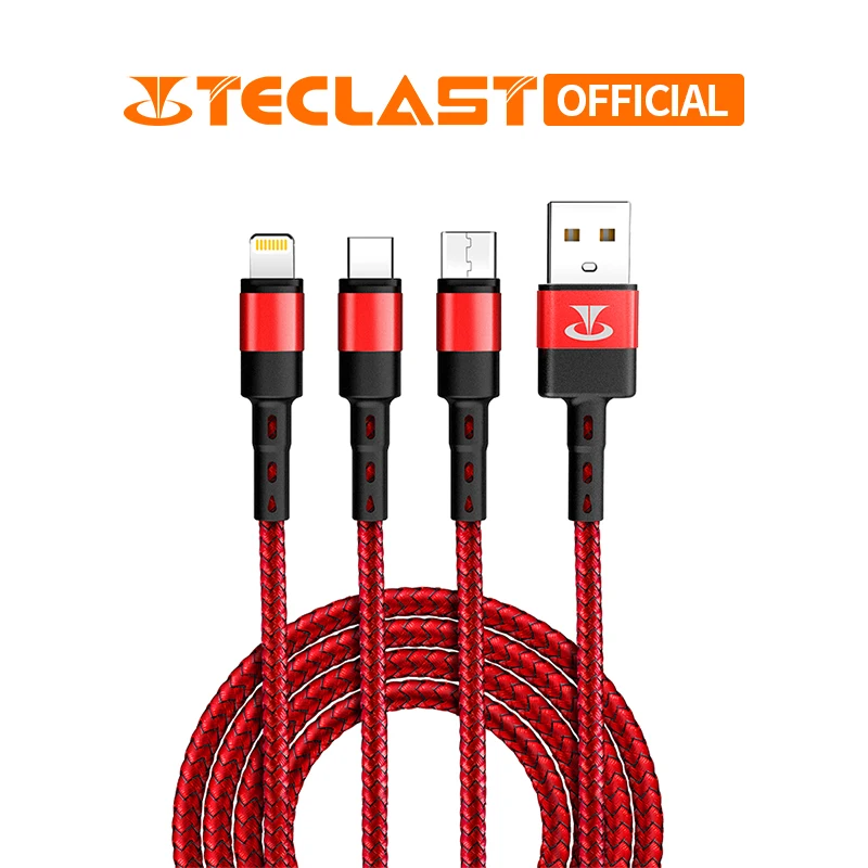 

Teclast S12 3 in 1 USB Cable for Mobile Phone Micro USB Type C Charger Cable for iPhone Charging Cable Micro USB Charger Cord