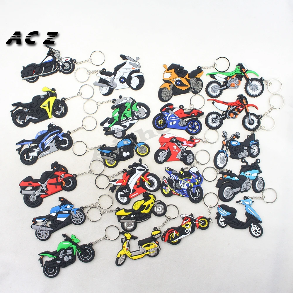

ACZ Motorcycle Keychain Soft Rubber Keyring Motorcross Motor Keychains Creative Personality Key Ring Universal Key Chain