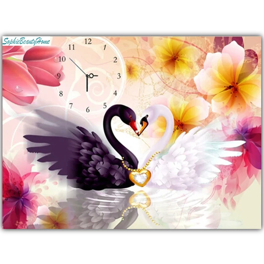 Sophie beauty home 5D DIY Алмазная вышивка настенные часы love geese картинки крестиком Плаза