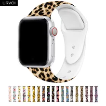 URVOI спортивный ремешок для Apple Watch series 54 3 2 1 граффити живопись силиконовый ремешок для iWatch разноцветные адаптеры Фламинго Леопард