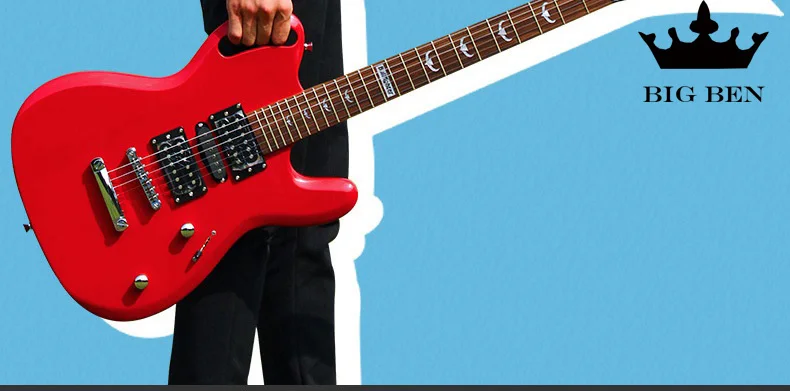 Яркая краска палисандр гриф рок электрогитара портативный синий черный красный цвет классический Начинающий электрогитара 5 звукоснимателей